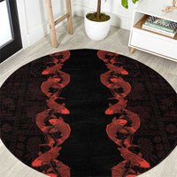 Hawaii Japan Koi Fish Red Round Carpet Tapa Pattern - Polynesian Pride