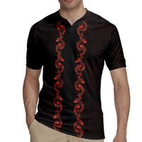 Hawaii Japan Koi Fish Red Rugby Jersey Tapa Pattern - Polynesian Pride