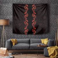 Hawaii Japan Koi Fish Red Tapestry Tapa Pattern - Polynesian Pride