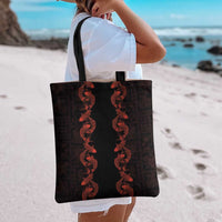 Hawaii Japan Koi Fish Red Tote Bag Tapa Pattern - Polynesian Pride