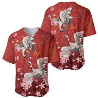 Hawaii Japan Cranes Sakura Flower Red Baseball Jersey Japan Heritage Spirit - Polynesian Pride