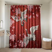 Hawaii Japan Cranes Sakura Flower Red Bathroom Set Japan Heritage Spirit - Polynesian Pride