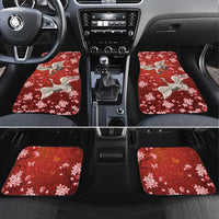 Hawaii Japan Cranes Sakura Flower Red Car Mats Japan Heritage Spirit - Polynesian Pride