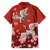 Hawaii Japan Cranes Sakura Flower Red Family Matching Summer Maxi Dress and Hawaiian Shirt Japan Heritage Spirit - Polynesian Pride