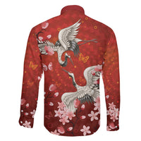 Hawaii Japan Cranes Sakura Flower Red Family Matching Summer Maxi Dress and Hawaiian Shirt Japan Heritage Spirit - Polynesian Pride