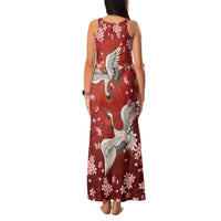 Hawaii Japan Cranes Sakura Flower Red Family Matching Tank Maxi Dress and Hawaiian Shirt Japan Heritage Spirit - Polynesian Pride