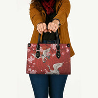 Hawaii Japan Cranes Sakura Flower Red Leather Bag Japan Heritage Spirit - Polynesian Pride