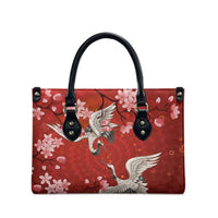 Hawaii Japan Cranes Sakura Flower Red Leather Bag Japan Heritage Spirit - Polynesian Pride
