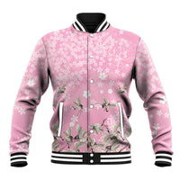 Cranes Sakura Floral Pink Pastel Baseball Jacket Hawaii Japan Culture - Polynesian Pride