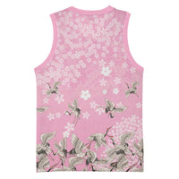 Cranes Sakura Floral Pink Pastel Basketball Jersey Hawaii Japan Culture - Polynesian Pride