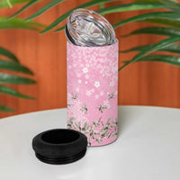 Cranes Sakura Floral Pink Pastel 4 in 1 Can Cooler Tumbler Hawaii Japan Culture - Polynesian Pride