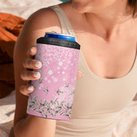 Cranes Sakura Floral Pink Pastel 4 in 1 Can Cooler Tumbler Hawaii Japan Culture - Polynesian Pride