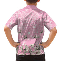 Cranes Sakura Floral Pink Pastel Family Matching Off Shoulder Short Dress and Hawaiian Shirt Hawaii Japan Culture - Polynesian Pride