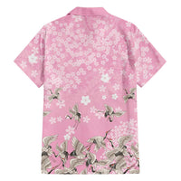Cranes Sakura Floral Pink Pastel Family Matching Off Shoulder Short Dress and Hawaiian Shirt Hawaii Japan Culture - Polynesian Pride