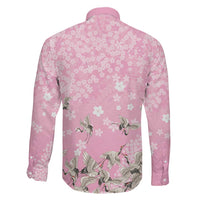 Cranes Sakura Floral Pink Pastel Family Matching Off Shoulder Short Dress and Hawaiian Shirt Hawaii Japan Culture - Polynesian Pride