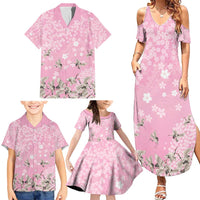 Cranes Sakura Floral Pink Pastel Family Matching Summer Maxi Dress and Hawaiian Shirt Hawaii Japan Culture - Polynesian Pride