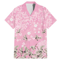 Cranes Sakura Floral Pink Pastel Family Matching Summer Maxi Dress and Hawaiian Shirt Hawaii Japan Culture - Polynesian Pride