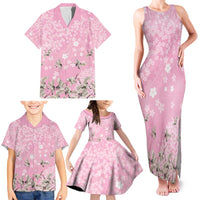 Cranes Sakura Floral Pink Pastel Family Matching Tank Maxi Dress and Hawaiian Shirt Hawaii Japan Culture - Polynesian Pride