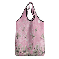 Cranes Sakura Floral Pink Pastel Grocery Bag Hawaii Japan Culture - Polynesian Pride