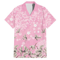 Cranes Sakura Floral Pink Pastel Hawaiian Shirt Hawaii Japan Culture - Polynesian Pride