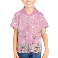 Cranes Sakura Floral Pink Pastel Hawaiian Shirt Hawaii Japan Culture - Polynesian Pride