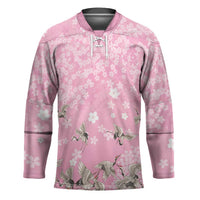 Cranes Sakura Floral Pink Pastel Hockey Jersey Hawaii Japan Culture - Polynesian Pride