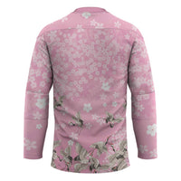 Cranes Sakura Floral Pink Pastel Hockey Jersey Hawaii Japan Culture - Polynesian Pride