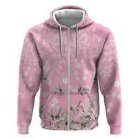Cranes Sakura Floral Pink Pastel Hoodie Hawaii Japan Culture - Polynesian Pride