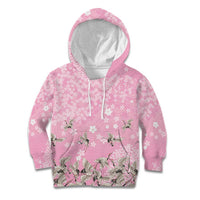 Cranes Sakura Floral Pink Pastel Kid Hoodie Hawaii Japan Culture - Polynesian Pride