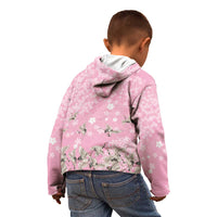 Cranes Sakura Floral Pink Pastel Kid Hoodie Hawaii Japan Culture - Polynesian Pride