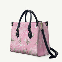 Cranes Sakura Floral Pink Pastel Leather Bag Hawaii Japan Culture - Polynesian Pride