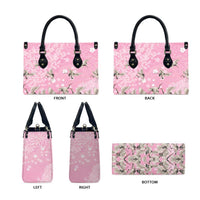 Cranes Sakura Floral Pink Pastel Leather Bag Hawaii Japan Culture - Polynesian Pride