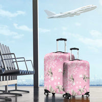 Cranes Sakura Floral Pink Pastel Luggage Cover Hawaii Japan Culture - Polynesian Pride