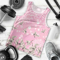 Cranes Sakura Floral Pink Pastel Men Tank Top Hawaii Japan Culture - Polynesian Pride