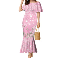 Cranes Sakura Floral Pink Pastel Mermaid Dress Hawaii Japan Culture - Polynesian Pride