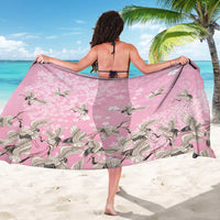 Cranes Sakura Floral Pink Pastel Sarong Hawaii Japan Culture - Polynesian Pride