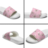 Cranes Sakura Floral Pink Pastel Slide Sandals Hawaii Japan Culture - Polynesian Pride
