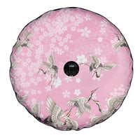 Cranes Sakura Floral Pink Pastel Spare Tire Cover Hawaii Japan Culture - Polynesian Pride
