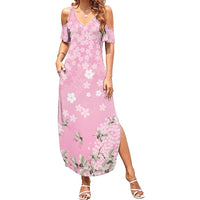 Cranes Sakura Floral Pink Pastel Summer Maxi Dress Hawaii Japan Culture - Polynesian Pride