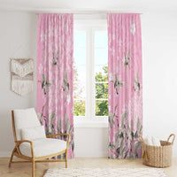 Cranes Sakura Floral Pink Pastel Window Curtain Hawaii Japan Culture - Polynesian Pride
