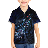 Personalised Matariki Paua Shell New Zealand Kid Hawaiian Shirt Haka Dance At The Starry Night LT01 Kid Black - Polynesian Pride