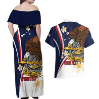 Personalized American Samoa Couples Matching Off Shoulder Maxi Dress and Hawaiian Shirt Amerika Samoa Bald Eagle