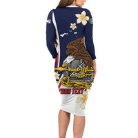 Personalized American Samoa Family Matching Long Sleeve Bodycon Dress and Hawaiian Shirt Amerika Samoa Bald Eagle