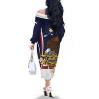 Personalized American Samoa Family Matching Off The Shoulder Long Sleeve Dress and Hawaiian Shirt Amerika Samoa Bald Eagle