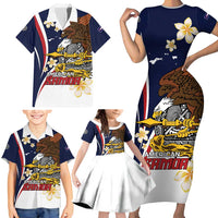 Personalized American Samoa Family Matching Short Sleeve Bodycon Dress and Hawaiian Shirt Amerika Samoa Bald Eagle