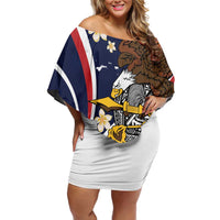 Personalized American Samoa Off Shoulder Short Dress Amerika Samoa Bald Eagle