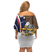 Personalized American Samoa Off Shoulder Short Dress Amerika Samoa Bald Eagle