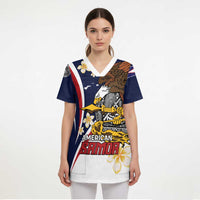 Personalized American Samoa Scrub Top Amerika Samoa Bald Eagle - Polynesian Pride