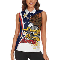 Personalized American Samoa Women Sleeveless Polo Shirt Amerika Samoa Bald Eagle
