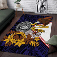 American Samoa Eagle Kava Bowl Area Rug Plumeria Polynesian Pattern